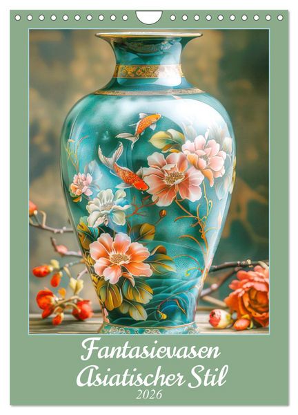 Produktbild: Fantasievasen - Asiatischer Stil (Wandkalender 2026 DIN A4 hoch), CALVENDO Monatskalender