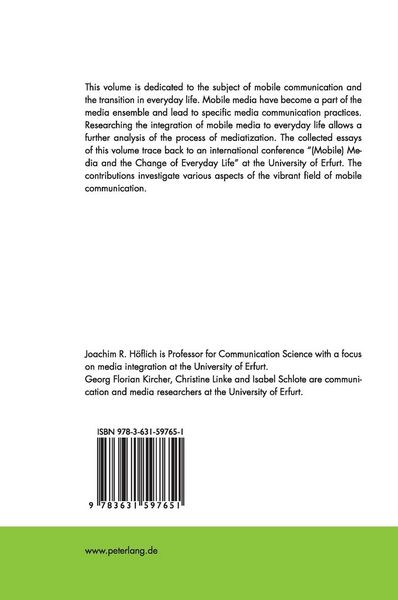 Produktbild: Mobile Media and the Change of Everyday Life