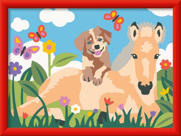 CreArt, Malen nach Zahlen Kinder - Fohlen und Welpe