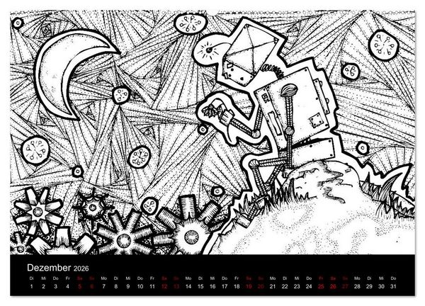 Produktbild: Bezaubernde Mini-Monster - Ein Ausmal-Kalender (Wandkalender 2026 DIN A2 quer), CALVENDO Monatskalender