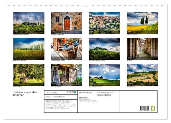 Produktbild: Toskana - sp&uuml;r den Sommer (Wandkalender 2026 DIN A2 quer), CALVENDO Monatskalender