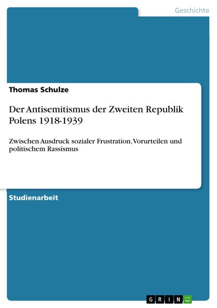 Produktbild: Der Antisemitismus der Zweiten Republik Polens 1918-1939