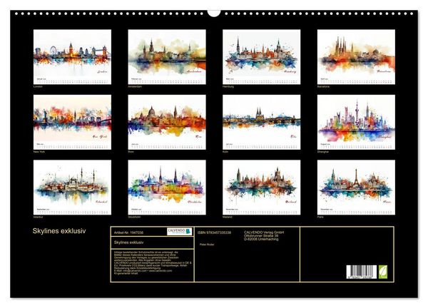 Produktbild: Skylines exklusiv (Wandkalender 2026 DIN A2 quer), CALVENDO Monatskalender