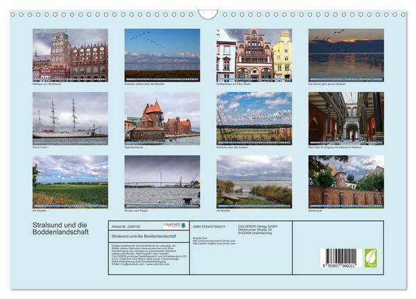 Produktbild: Stralsund und die Boddenlandschaft (Wandkalender 2026 DIN A3 quer), CALVENDO Monatskalender