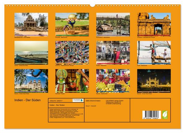 Produktbild: Indien - Der S&uuml;den (hochwertiger Premium Wandkalender 2026 DIN A2 quer), Kunstdruck in Hochglanz