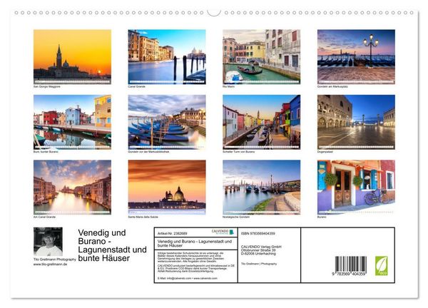 Produktbild: Venedig und Burano - Lagunenstadt und bunte H&auml;user (hochwertiger Premium Wandkalender 2027 DIN A2 quer), Kunstdruck in Hochglanz
