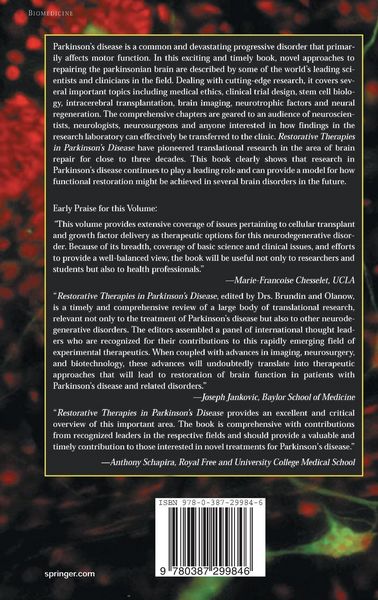 Produktbild: Restorative Therapies in Parkinson's Disease