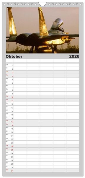 Produktbild: Familienplaner 2026 - Kampfjets &bull; U.S. Aircraft mit 5 Spalten (Wandkalender, 21 x 45 cm) CALVENDO