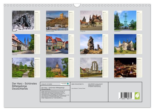 Produktbild: Der Harz - Sch&ouml;nstes Mittelgebirge Deutschlands (Wandkalender 2026 DIN A3 quer), CALVENDO Monatskalender