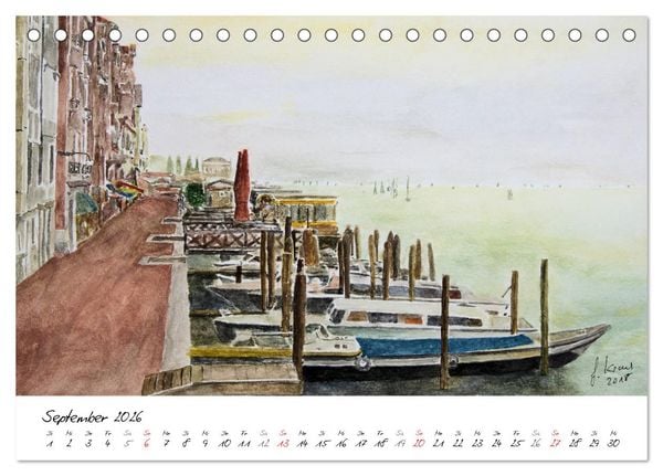 Produktbild: Venedig in stillen Aquarellen (Tischkalender 2026 DIN A5 quer), CALVENDO Monatskalender