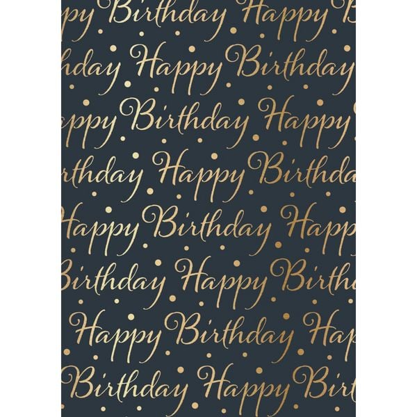 Produktbild: Idena Geschenkpapier Happy Birthday grau gold metallisiert 70cmx150cm
