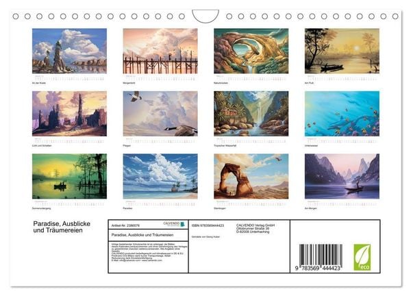 Produktbild: Paradise, Ausblicke und Tr&auml;umereien (Wandkalender 2027 DIN A4 quer), CALVENDO Monatskalender