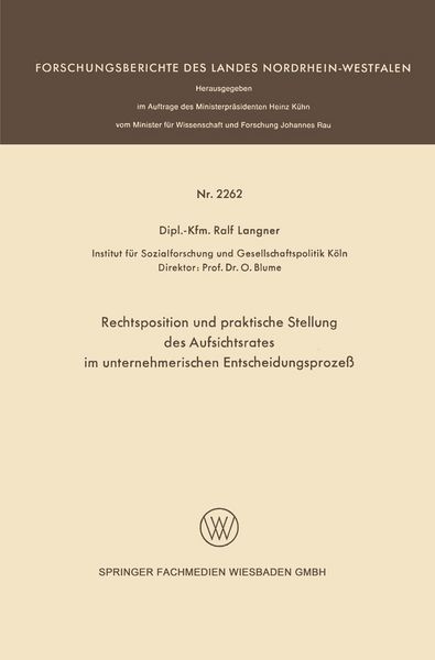Produktbild: Rechtsposition und praktische Stellung des Aufsichtsrates im unternehmerischen Entscheidungsproze&szlig;