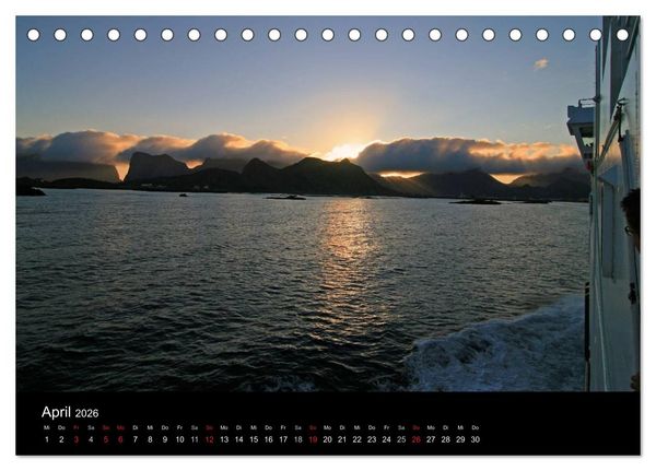 Produktbild: Hurtigruten - Entlang der norwegischen K&uuml;ste (Tischkalender 2026 DIN A5 quer), CALVENDO Monatskalender