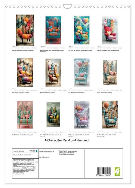 Produktbild: M&ouml;bel au&szlig;er Rand und Verstand (Wandkalender 2027 DIN A3 hoch), CALVENDO Monatskalender