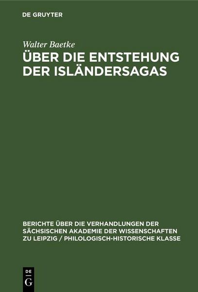 Produktbild: &Uuml;ber die Entstehung der Isl&auml;ndersagas