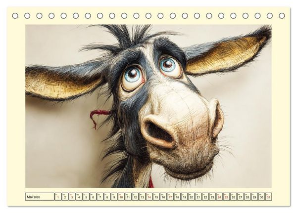Produktbild: Esel mit Haltung. Karikaturen zwischen Humor und Melancholie (Tischkalender 2026 DIN A5 quer), CALVENDO Monatskalender