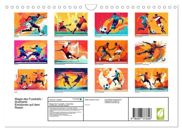 Produktbild: Magie des Fussballs - Illustrierte Emotionen auf dem Rasen (Wandkalender 2026 DIN A4 quer), CALVENDO Monatskalender
