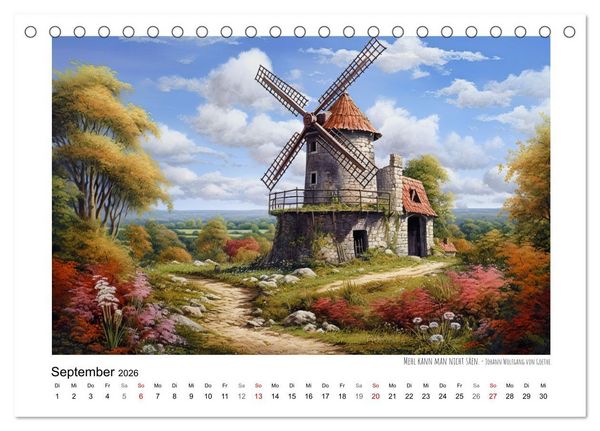 Produktbild: Windm&uuml;hlenzauber (Tischkalender 2026 DIN A5 quer), CALVENDO Monatskalender