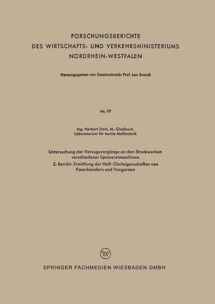 Produktbild: Untersuchung der Verzugsvorg&auml;nge an den Streckwerken verschiedener Spinnereimaschinen