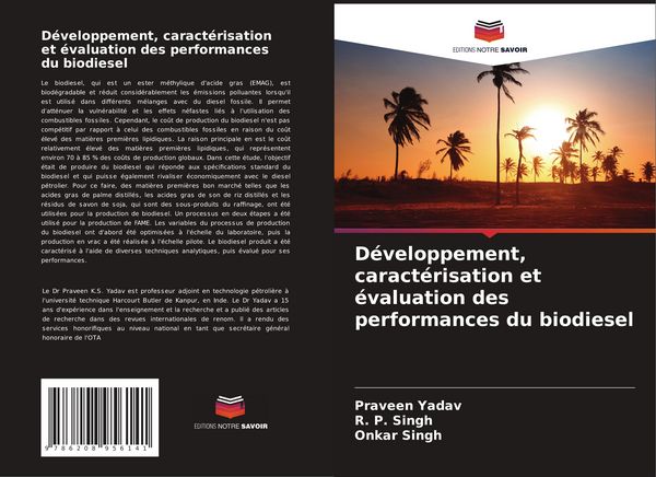 Produktbild: D&eacute;veloppement, caract&eacute;risation et &eacute;valuation des performances du biodiesel