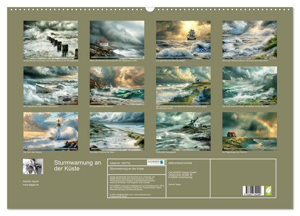 Produktbild: Sturmwarnung an der K&uuml;ste (Wandkalender 2026 DIN A2 quer), CALVENDO Monatskalender
