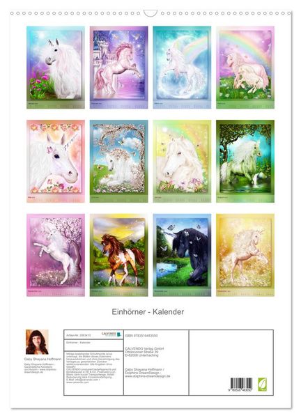 Produktbild: Einh&ouml;rner - Kalender (Wandkalender 2026 DIN A2 hoch), CALVENDO Monatskalender