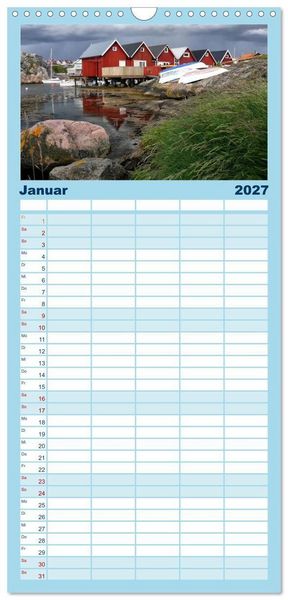 Produktbild: Familienplaner 2027 - Unterwegs in Schweden mit 5 Spalten (Wandkalender, 21 x 45 cm) CALVENDO