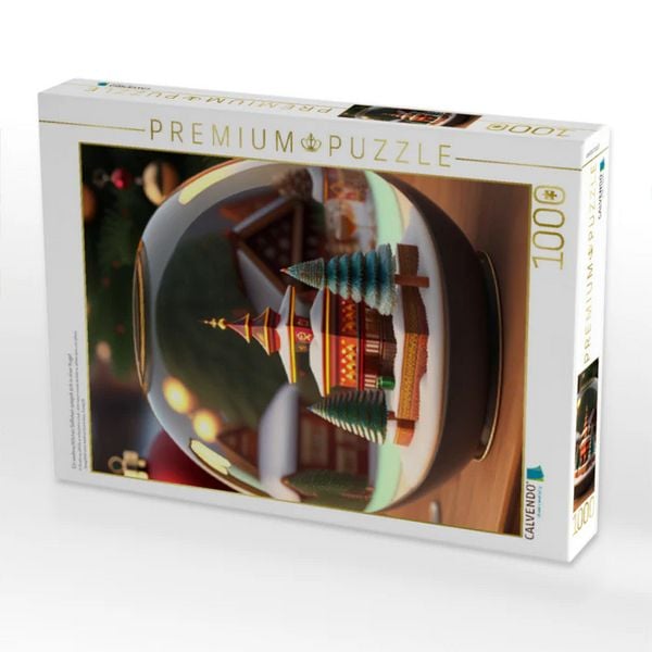 CALVENDO Puzzle Ein weihnachtliches Stillleben spiegelt sich in einer Kugel. | 1000 Teile Lege-Größe 64x48cm Foto-Puzzle für glückliche Stunden