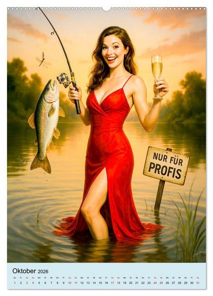 Produktbild: Angeln mit Biss - Lustiger Kalender f&uuml;r Angler mit Charme (hochwertiger Premium Wandkalender 2026 DIN A2 hoch), Kunstdruck in Hochglanz