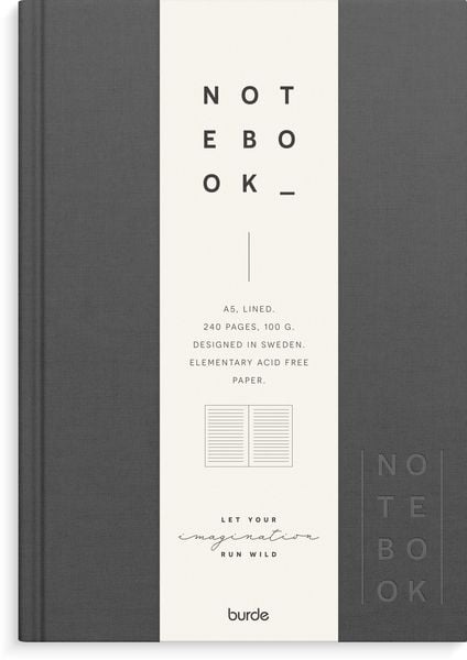 Produktbild: Burde Notizbuch Textil dunkelgrau liniert A5