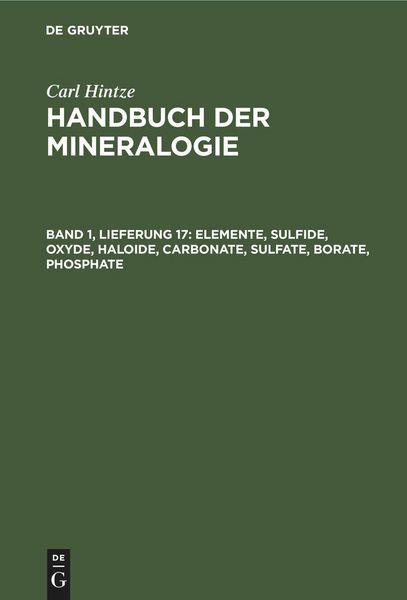 Produktbild: Elemente, Sulfide, Oxyde, Haloide, Carbonate, Sulfate, Borate, Phosphate