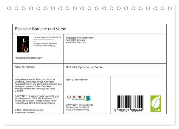 Produktbild: Biblische Spr&uuml;che und Verse (Tischkalender 2026 DIN A5 quer), CALVENDO Monatskalender