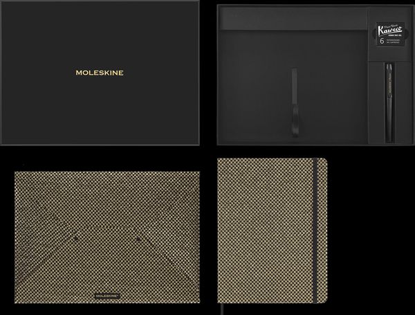 Produktbild: Moleskine Shine Sammlerbox: undatierter Wochenkalender Gold Gold Umschlag Kaweco F&uuml;llfederhalter, schwarz