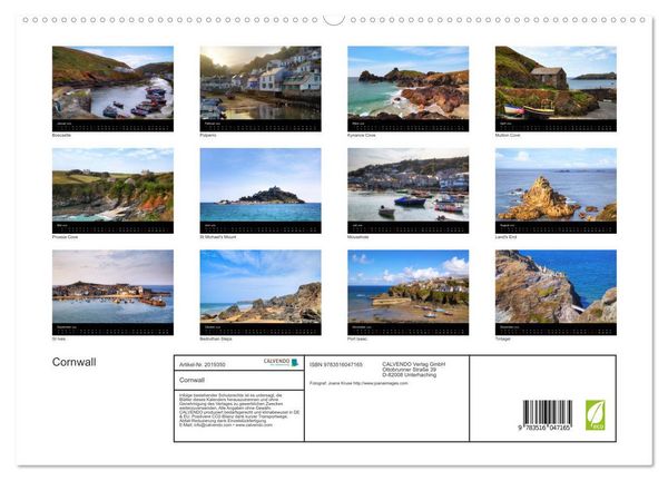 Produktbild: Cornwall (hochwertiger Premium Wandkalender 2026 DIN A2 quer), Kunstdruck in Hochglanz