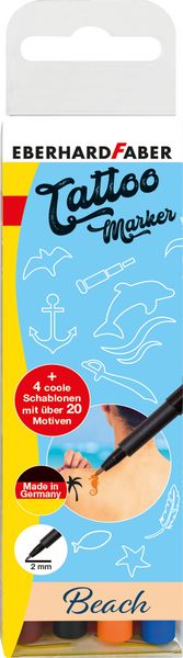 Produktbild: EBERHARD FABER Tattoo Marker, Beach (orange, blau, braun, schwarz)