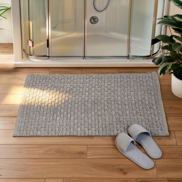 Produktbild: Badteppich Mod. Ecoli, grau, Polyester-Baumwolle, 50x80 cm, rutschhemmend, geeignet f&uuml;r