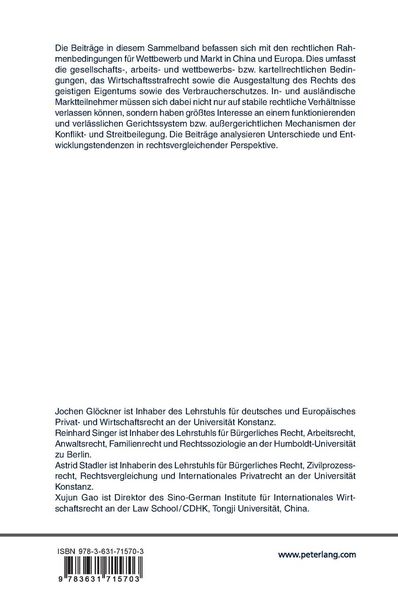 Produktbild: Rechtliche Funktionsbedingungen von M&auml;rkten und Formen der Konfliktbeilegung in China und Europa