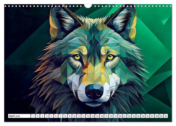 Produktbild: Low Poly Wildlife (Wandkalender 2026 DIN A3 quer), CALVENDO Monatskalender