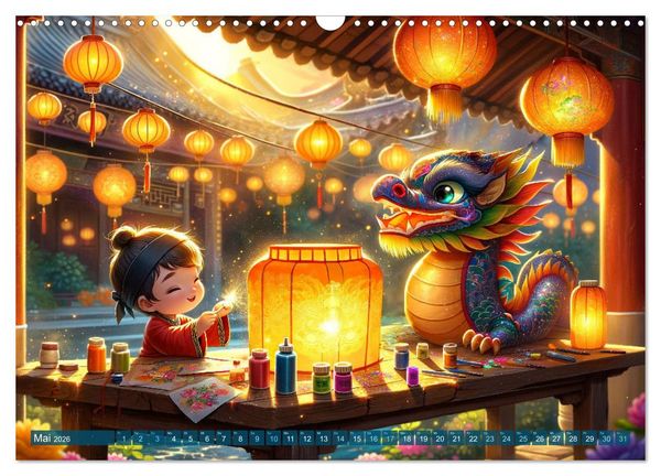 Produktbild: M&ouml;nch und Drache: Vier Jahreszeiten im Tempelgarten (Wandkalender 2026 DIN A3 quer), CALVENDO Monatskalender