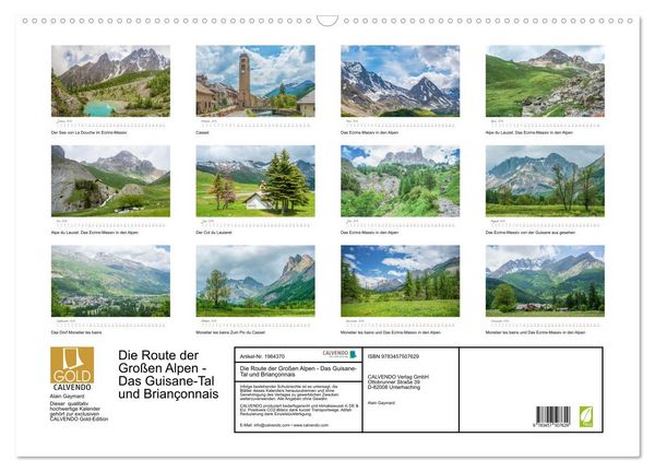 Produktbild: Die Route der Gro&szlig;en Alpen - Das Guisane-Tal und Brian&ccedil;onnais (Wandkalender 2026 DIN A2 quer), CALVENDO Monatskalender