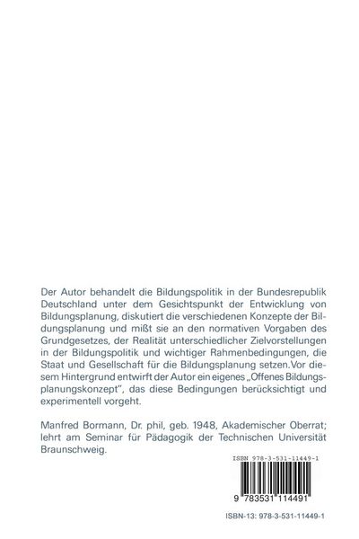 Produktbild: Bildungsplanung in der Bundesrepublik Deutschland