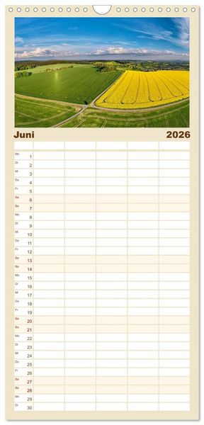 Produktbild: Familienplaner 2026 - Unser Erzgebirge von oben mit 5 Spalten (Wandkalender, 21 x 45 cm) CALVENDO
