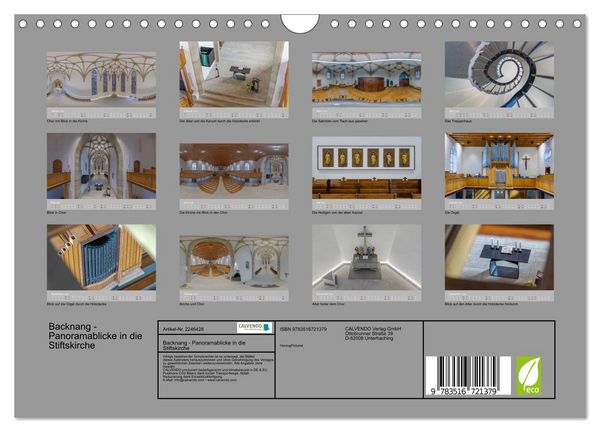 Produktbild: Backnang - Panoramablicke in die Stiftskirche (Wandkalender 2026 DIN A4 quer), CALVENDO Monatskalender