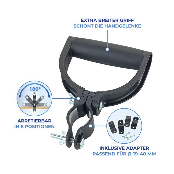 Produktbild: Universal-Griff ergonomisch 180&deg;, 2er Set, in 8 Positionen arretierbar