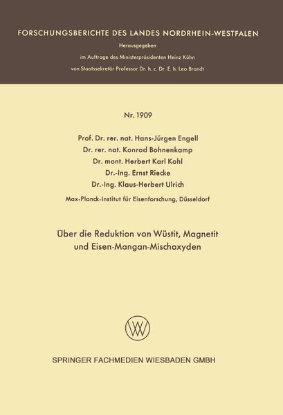 Produktbild: &Uuml;ber die Reduktion von W&uuml;stit, Magnetit und Eisen-Mangan-Mischoxyden