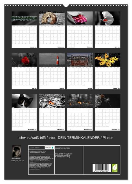 Produktbild: schwarz/wei&szlig; trifft farbe - DEIN TERMINKALENDER / Planer (hochwertiger Premium Wandkalender 2026 DIN A2 hoch), Kunstdruck in Hochglanz