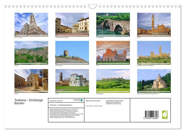 Produktbild: Toskana - Gro&szlig;arige Bauten (Wandkalender 2026 DIN A3 quer), CALVENDO Monatskalender