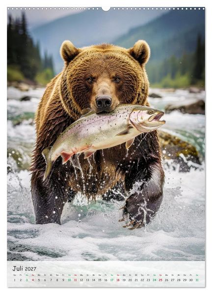 Produktbild: Grizzlyb&auml;ren und Lachse (Wandkalender 2027 DIN A2 hoch), CALVENDO Monatskalender