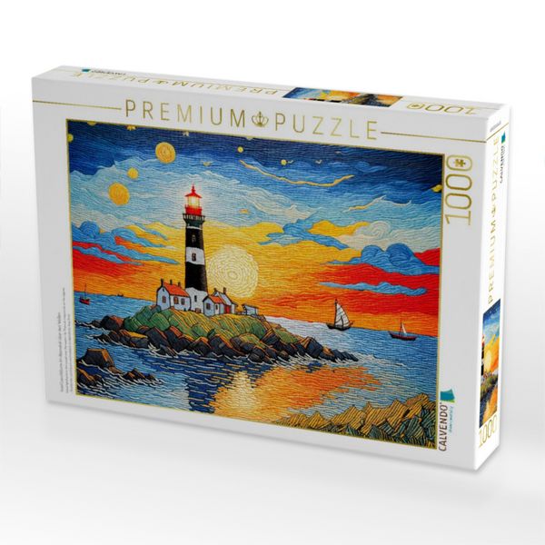 Produktbild: CALVENDO Puzzle Insel Leuchtturm im Abendrot &uuml;ber den Wellen | 1000 Teile Lege-Gr&ouml;&szlig;e 64x48cm Foto-Puzzle f&uuml;r gl&uuml;ckliche Stunden